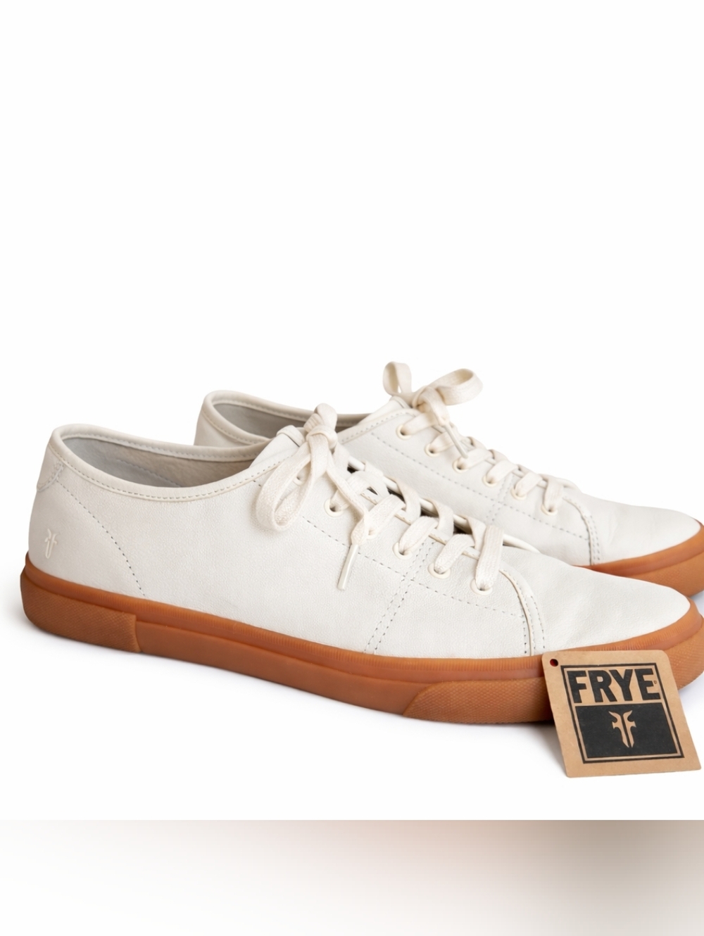 Frye Gia Low Ivory Leather Gumsole Sneakers Sz. 10 EUC - Picture 2 of 14